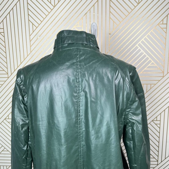 Tory Burch Green Patent Quilted Mid-Length Coat Jacket Size US 12 - Picture 9 of 12